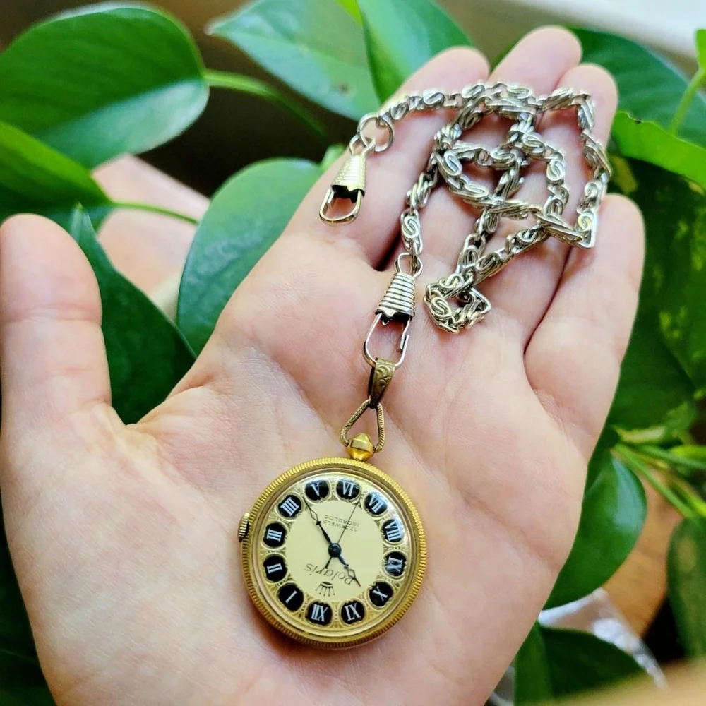 Vintage Polaris 17 Jewels Incabloc Roman Numerals Dainty Gold Pocket Watch